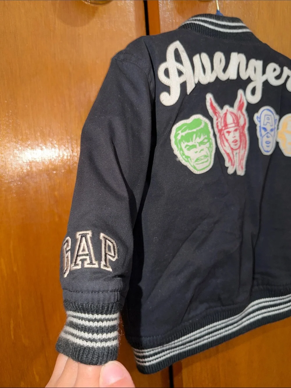 Gap Kids Black Varsity Jacket with Red 'A' Patch